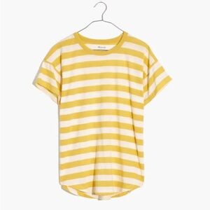 Madewell Whisper Cotton Rib-Crewneck Tee in Bastian Stripe Small